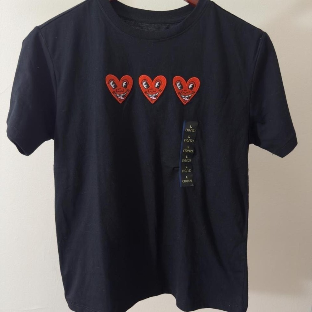Keith Harring hearts short-sleeve shirt, new with tags